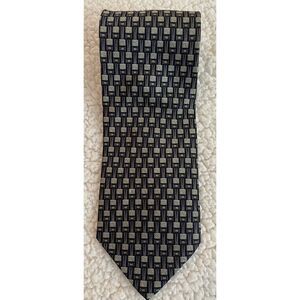 Louis Roth Navy And Silver Geometric Designer Silk Tie 62" X 4"